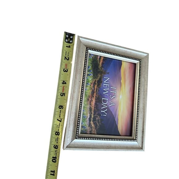 Inspirational Framed Art Print "Its A New Day!" Beaded Silver Frame Desk Decor - Picture 5 of 7